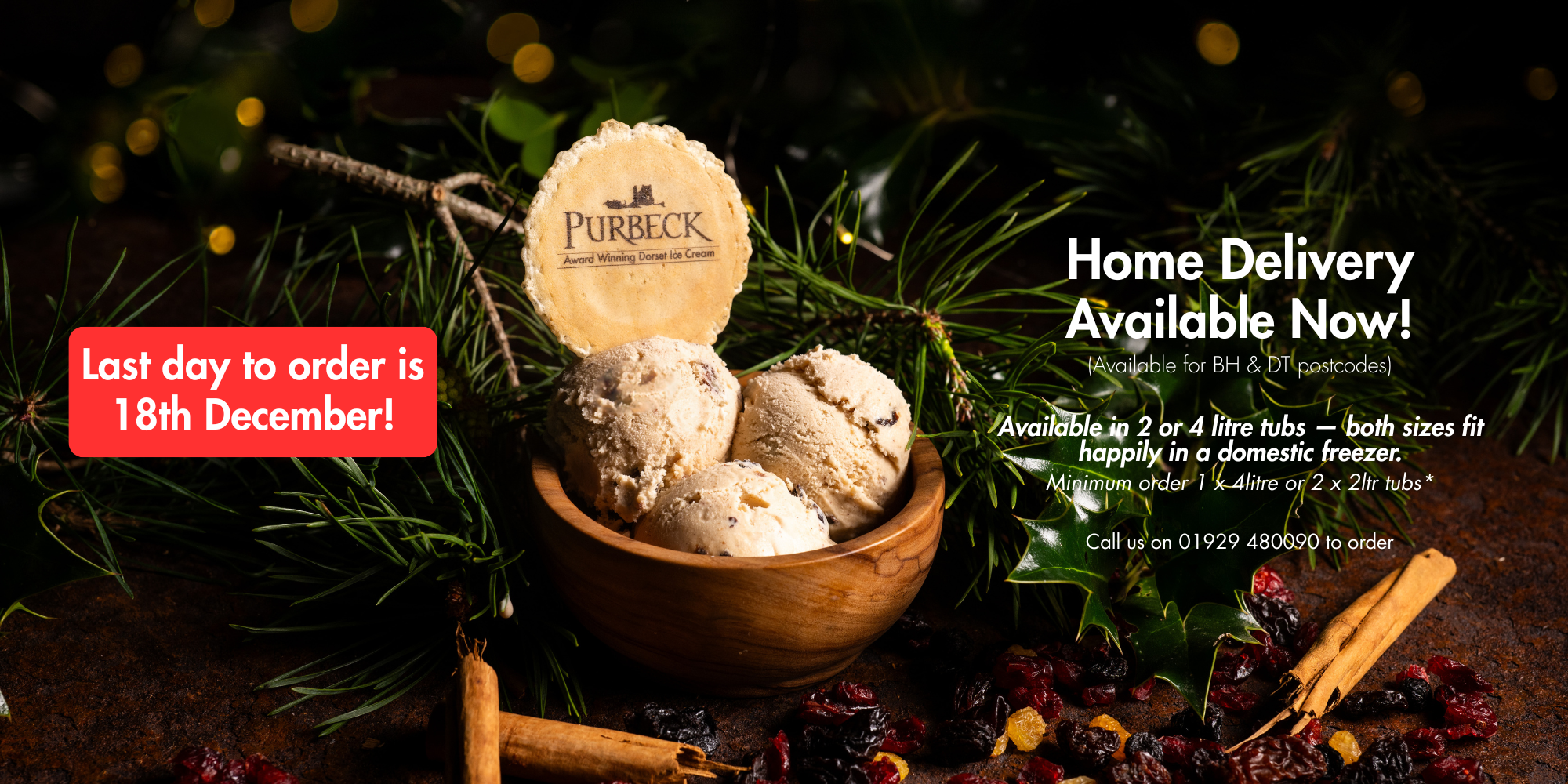 Dorset Christmas pudding ice cream available for home delivery